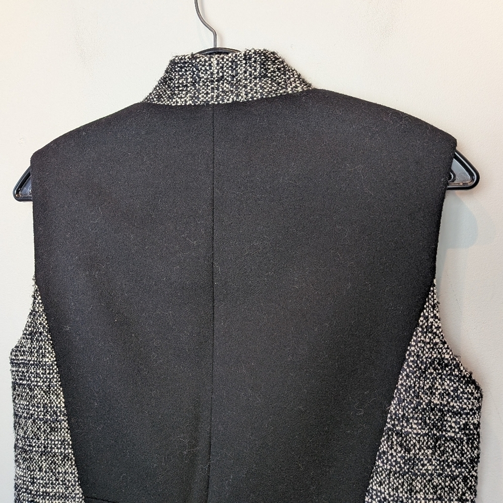 Karen Millen - Black & White Tweed Longline Women Vest Sleeveless Size 8 Wool - Picture 12 of 16